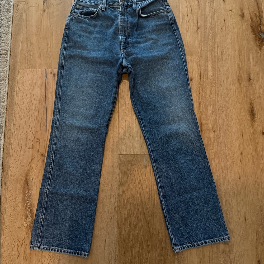 Agolde Straight Leg Jeans in Dark Blue Wash